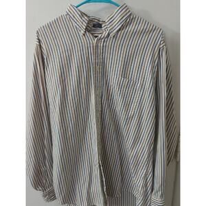 Allen Solly Men's Striped Pinpoint Oxford Dress Shirt 16 Casual Academia Classic